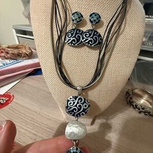 Chico's Blue and Silver Necklace Set
